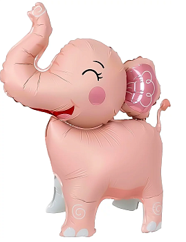 Шар (25''/64 см) Фигура 3D, Слоник, Розовый, Сатин, 1 шт. в уп. м