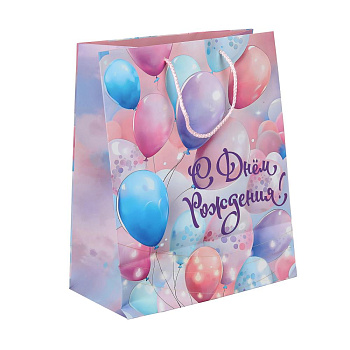 Пакет подарочный МАТОВЫЙ ml,шары,140 гр/м2 ЧУДО ПРАЗДНИК, PML-123176-BLN2