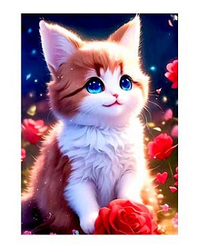 Алмазная мозаика с мольбертом КОТИК, 21х25см, М-12304